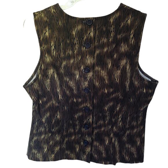 Vintage MHM Melissa Harper Womens Top Size 12 Wood Grain Back Button Goblin - Picture 6 of 10